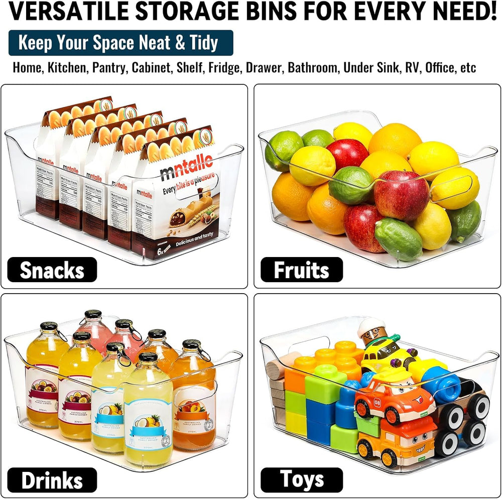 12 PACK Multi-Use Clear Plastic Storage Bins for Organizing w/ Labels - Home,...