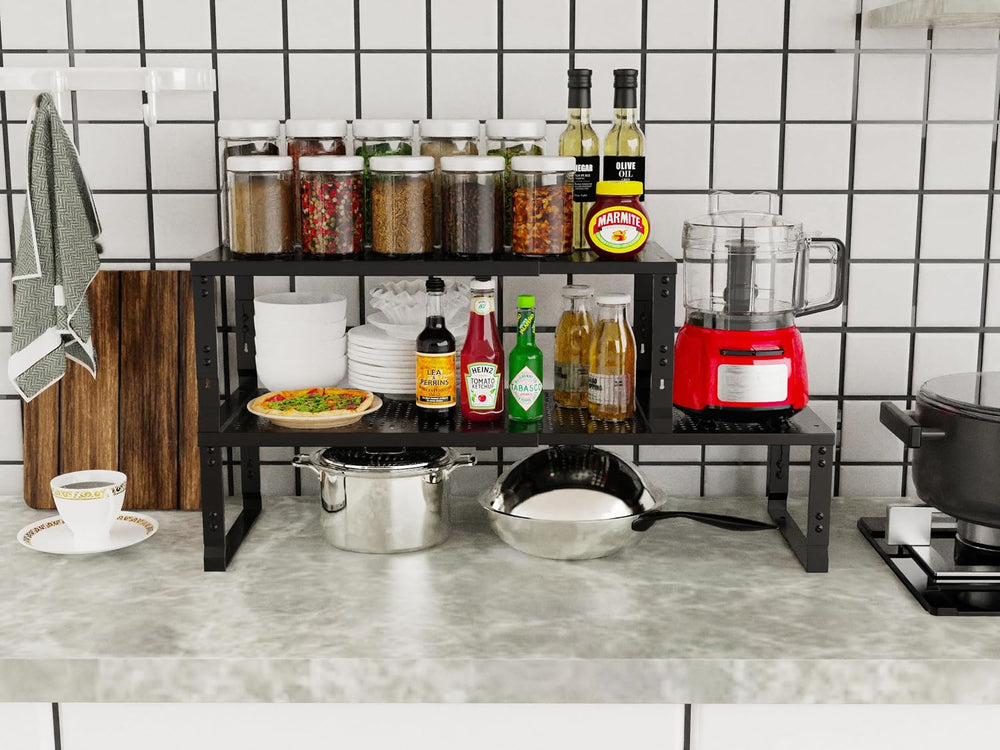 Jojocross Adjustable Expanable Stackable Spice Rack Shelf Pantry Storage Orga...