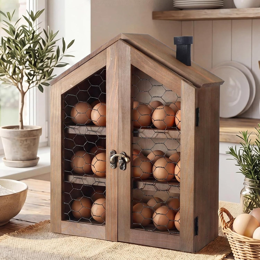 Xuhal Wooden Egg Holder Countertop Farmhouse House Shape Egg Storage Decor 3 ...