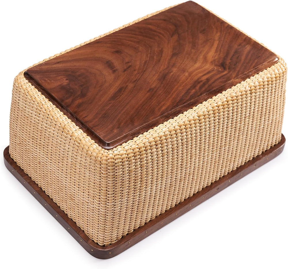 Cane-on-cane weave Storage Basket Box with Lid Multifunctional Storage Organi...