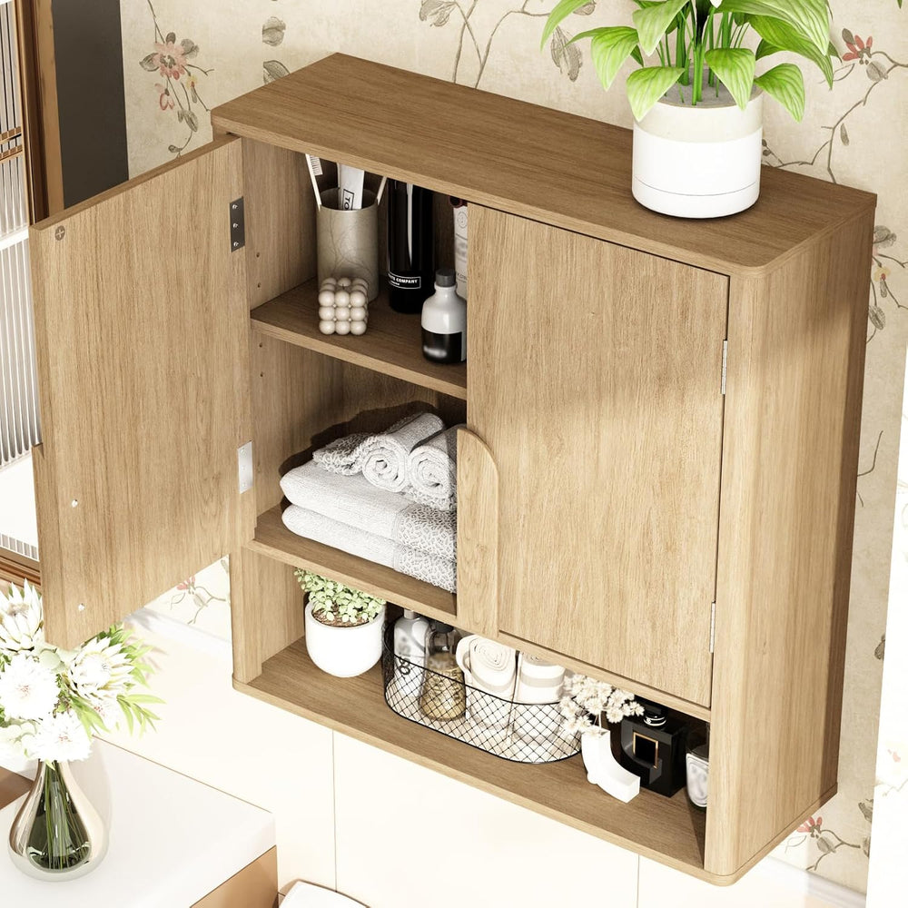 RUSTOWN Wall Mounted Bathroom Cabinets with Rounded Edges & Curved Handles