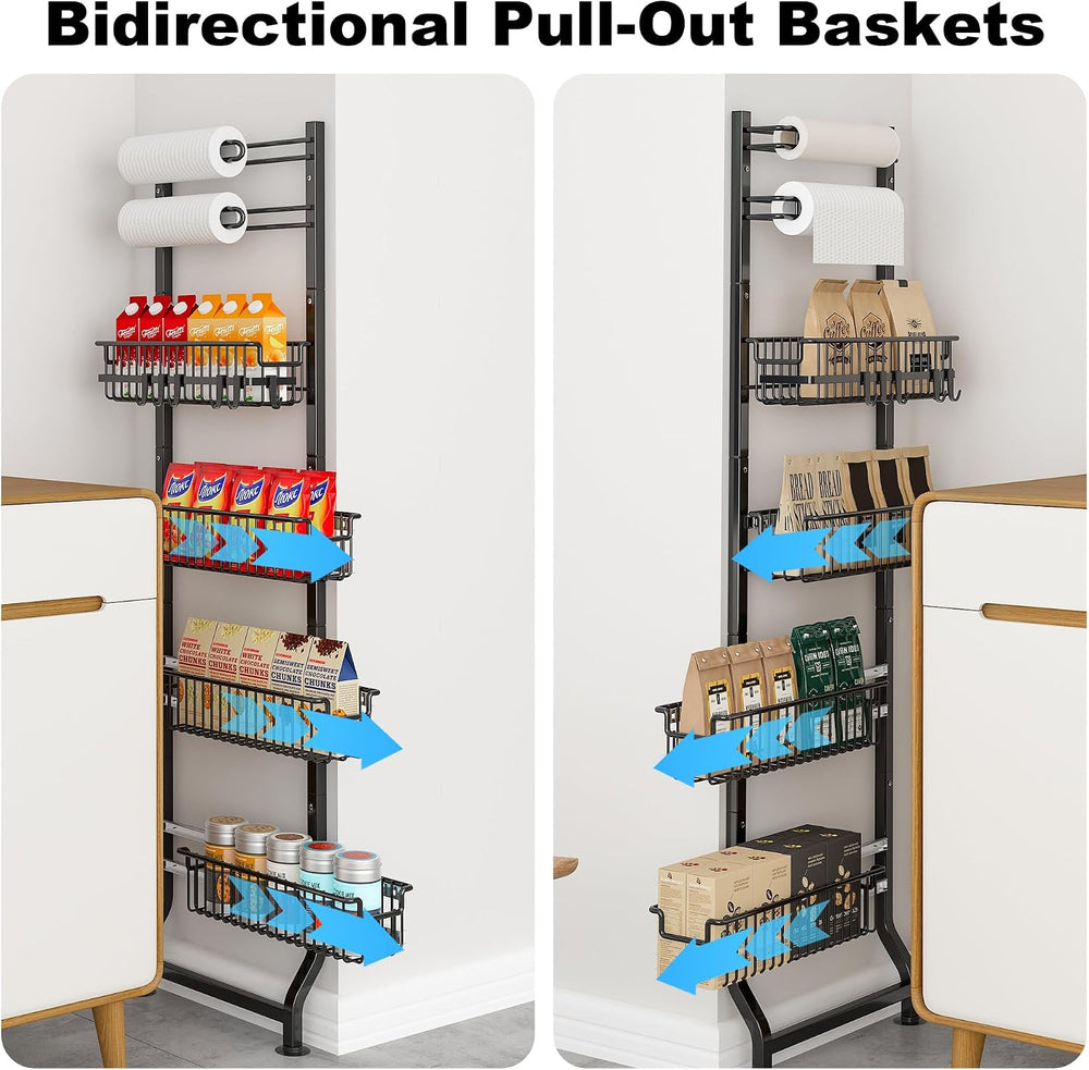 BUKFEN 6-Tier Slim Corner Shelf, Spice Rack Narrow Storage Next to Fridge