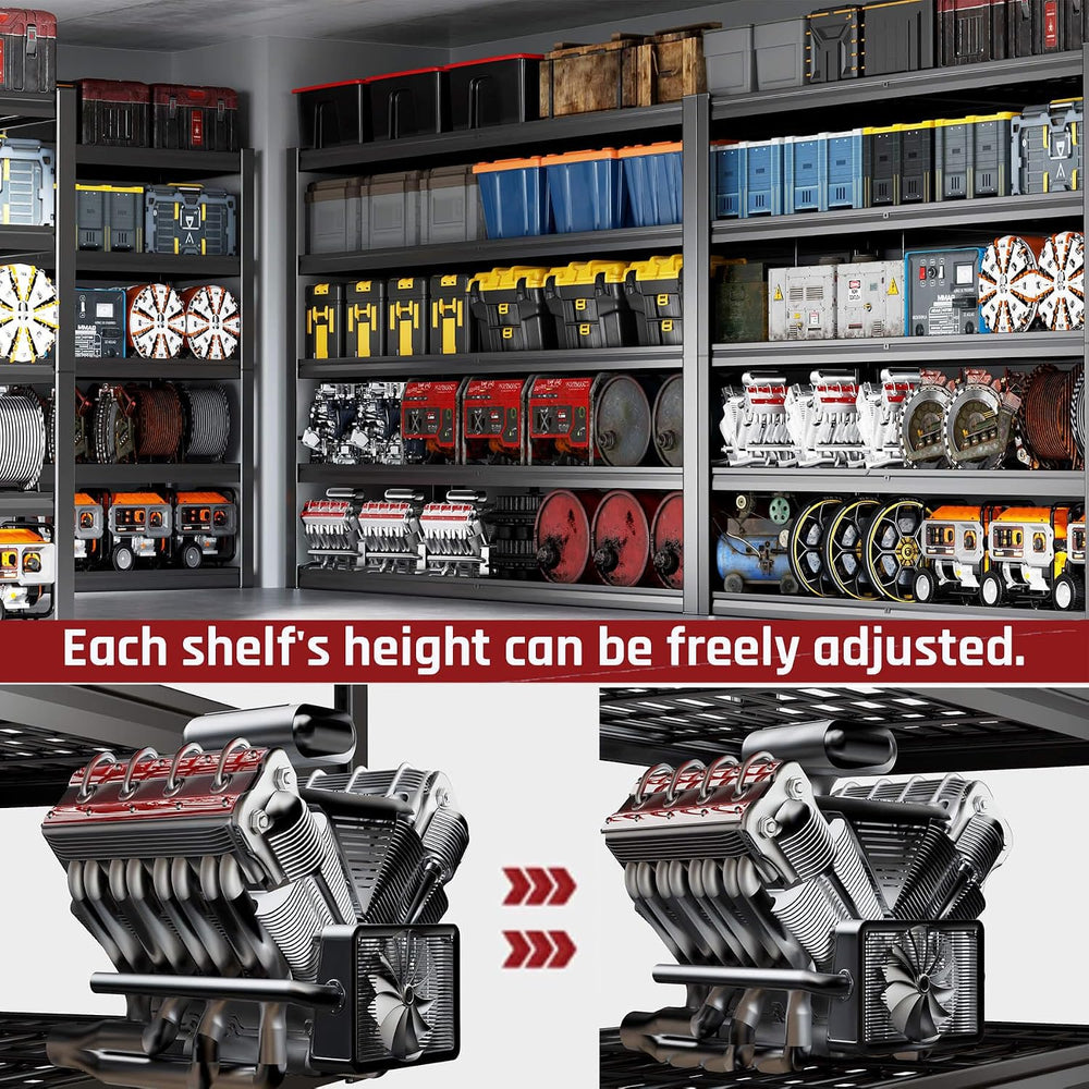 55" W Heavy Duty Garage Shelving 30" D Metal Shelving Unit, 4 Tier ...