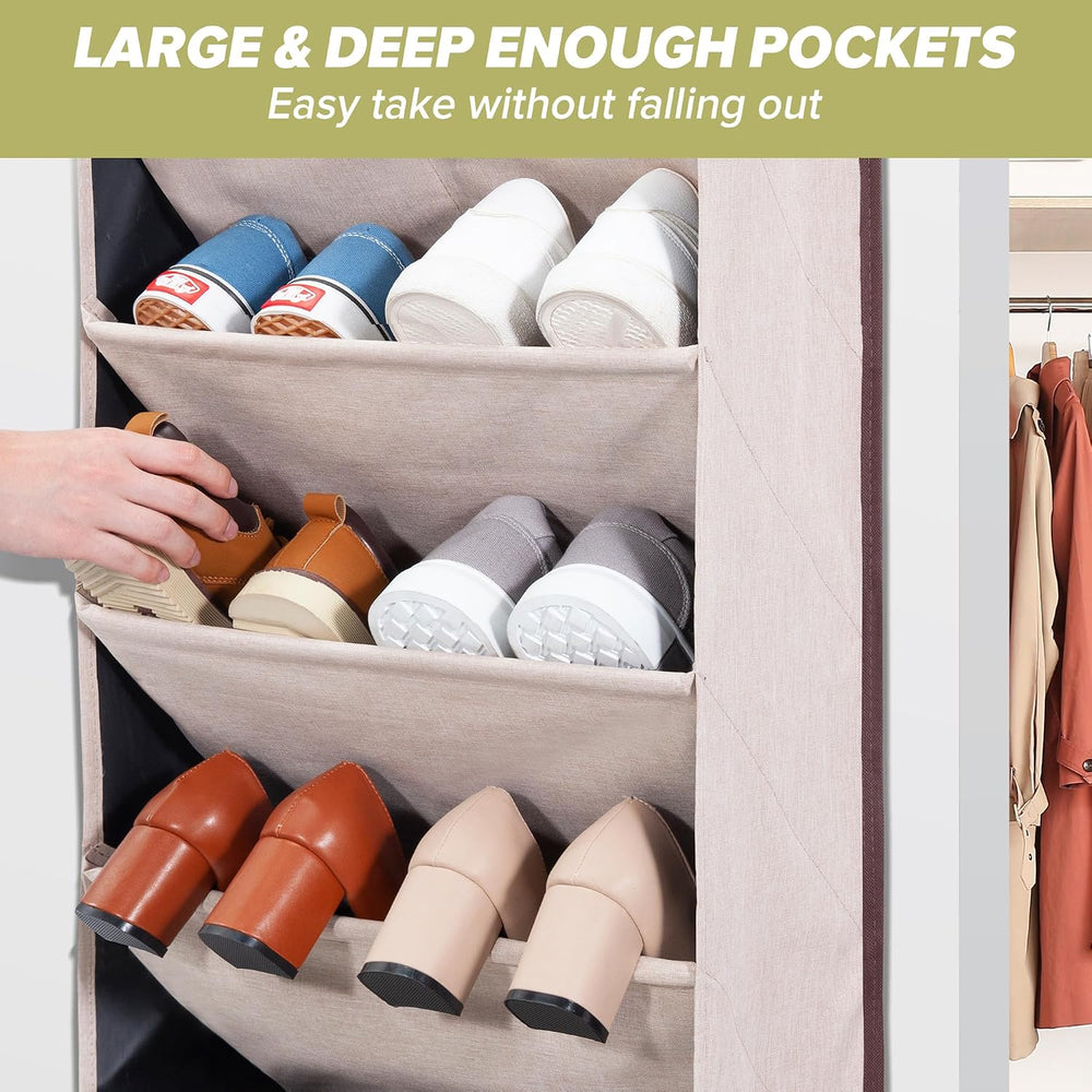 4 Pack Shoe Organizer with 6 Extra Large Pockets and 4 Large Pocket, Over the...