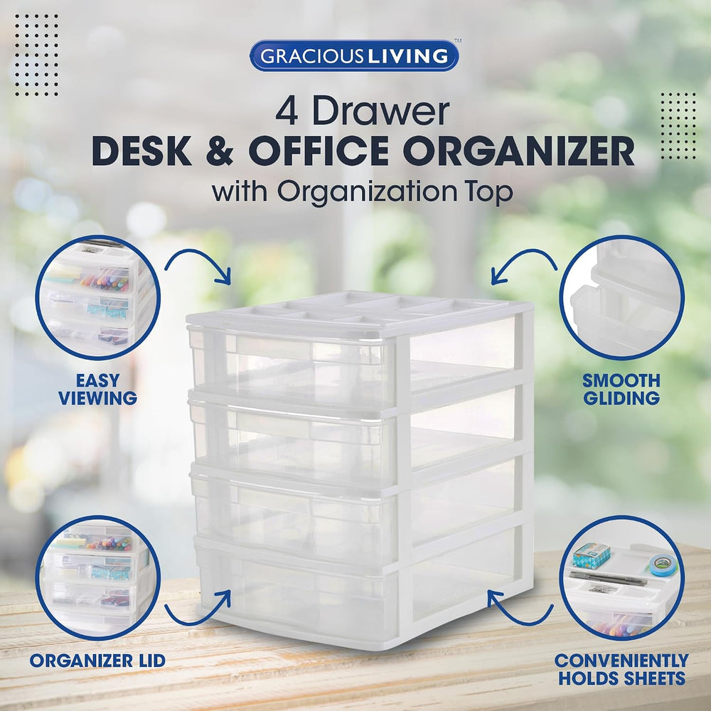 Gracious Living 4 Drawer Desktop & Countertop Organizer w/Organization Li...