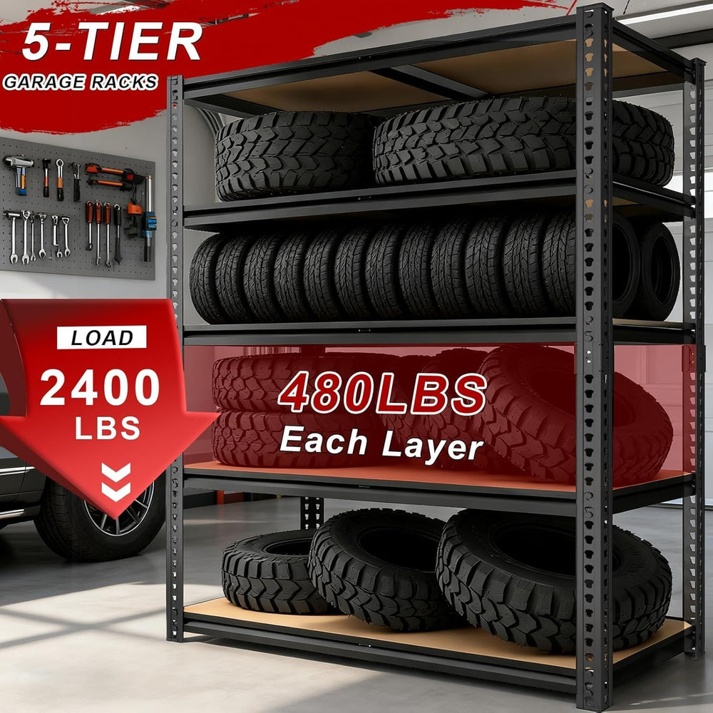 Garage Racks for Storage，5-Tier Adjustable Garage Shelving Storage Shelves,24...