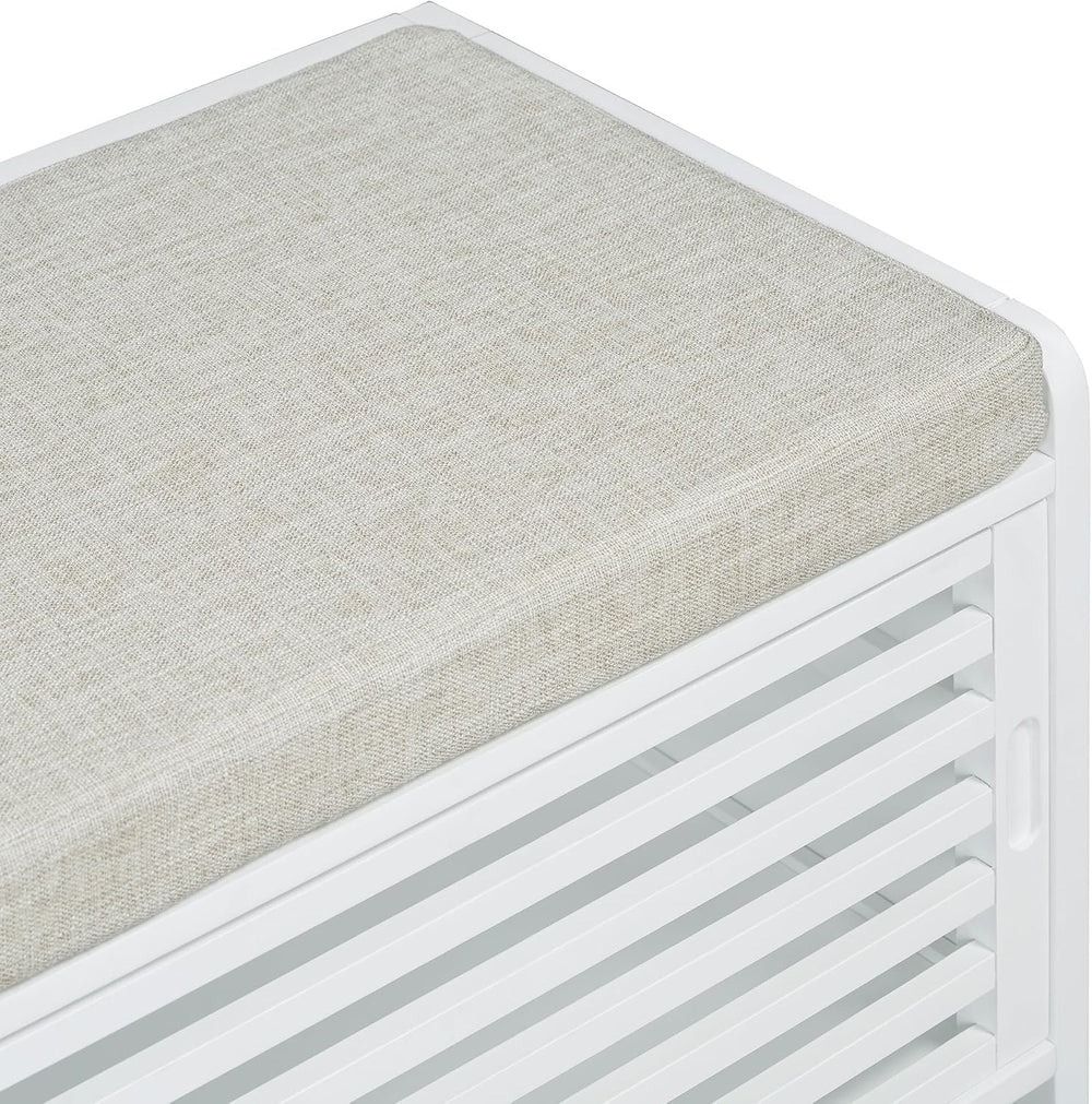 Ball & Cast 43.3" Wood Frame Entryway Storage Bench w/Shutter-Style ...