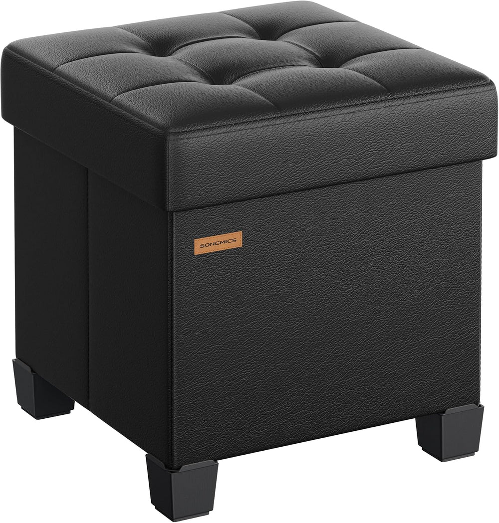 SONGMICS Small Storage Ottoman, 15 x 15 x 15.8 Inches, 9.8 Gal. (37 L)