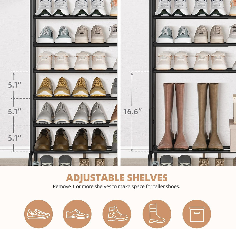 STORAGE MANIAC 10-Tier Expandable Shoe Rack, 44 Pairs Tall Vertical Shoe Rack...