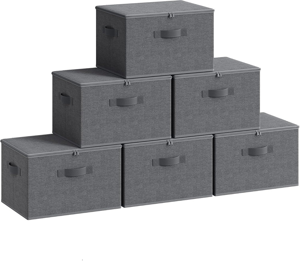 SONGMICS Set of 6 Storage Bins with Zipper Lids, 31 Quart Storage Boxes