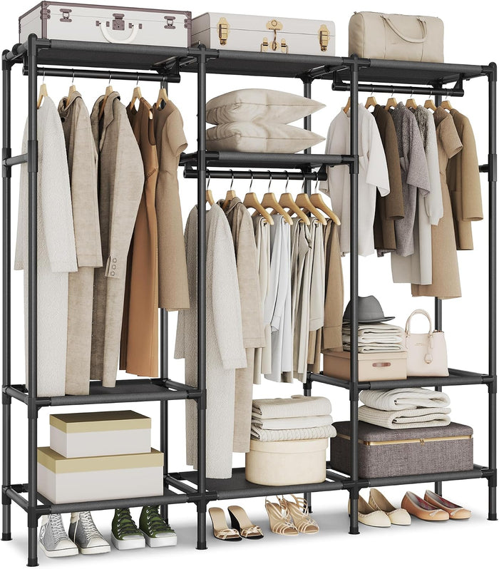SONGMICS Clothes Rack, Heavy-Duty Wardrobe Closet Organizer