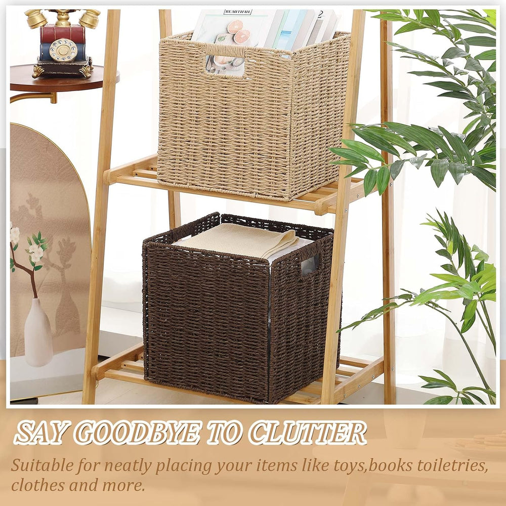 Vesici 12 Pcs Wicker Baskets for Organizing Wicker Storage Cube Storage Beige...