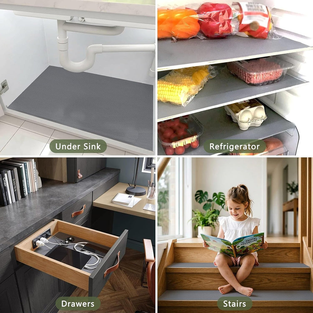 Anze Adhesive Shelf Liner for Kitchen Cabinet, 17.5 x 393.7 in, Gray