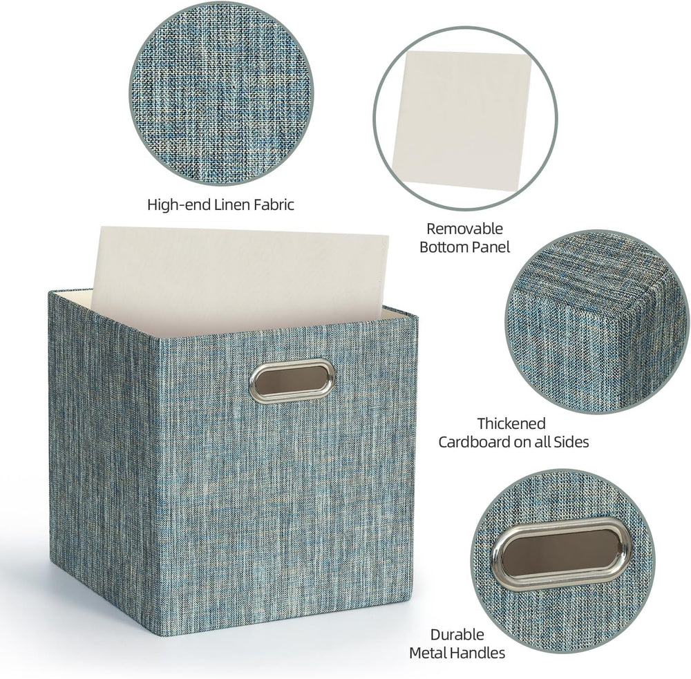 Posprica Storage Basket Bins,13×13×13 Foldable Storage Boxes Fabric Drawer Cu...
