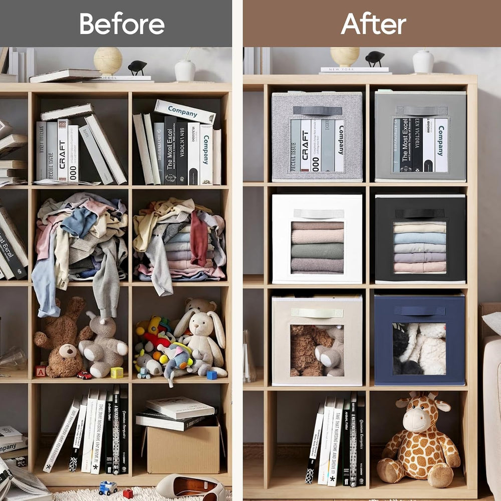 Homsorout Foldable Storage Cubes - Cubby Storage Organizer with Window, Decor...