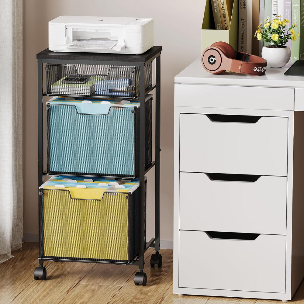 Sbanmao 3 Drawer Mobile File Cabinet for Home Office, Rolling Filing Cabinet ...