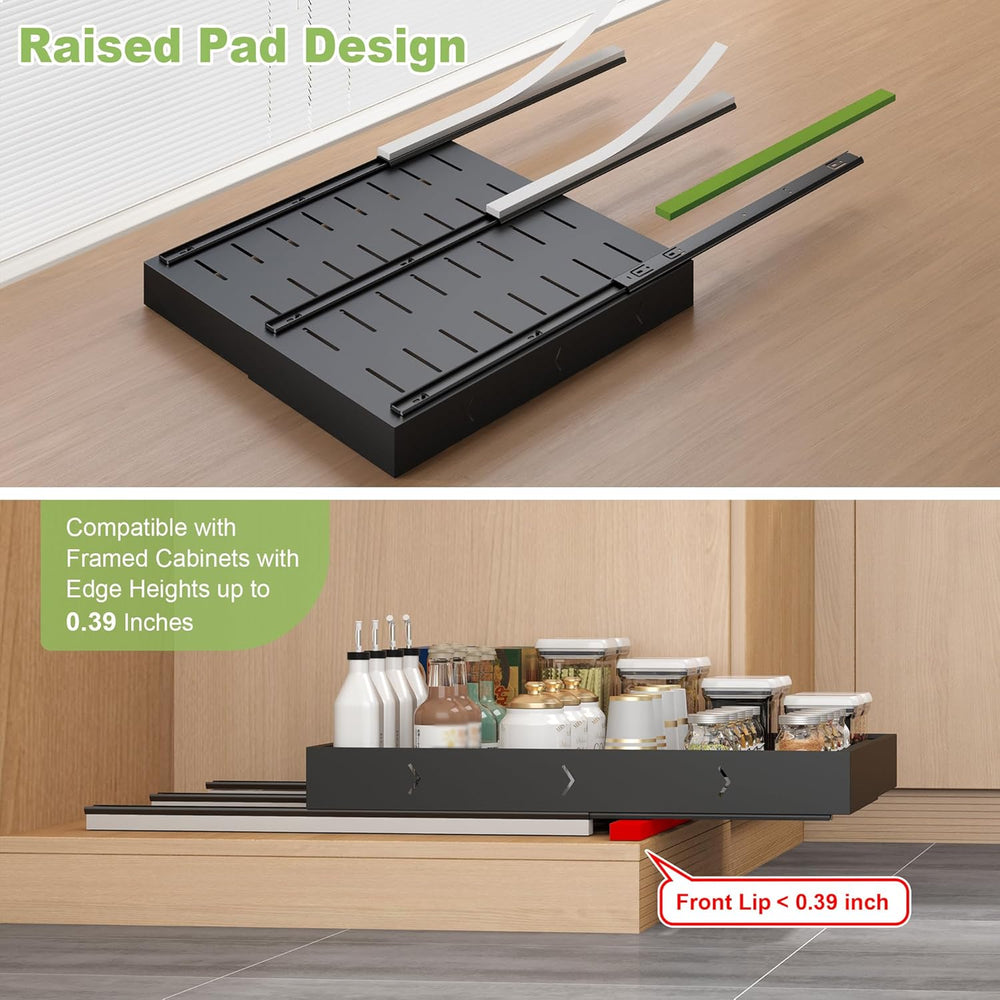 2-Pack-Expandable-Pull-Out-Cabinet-Organizers, No Drill Slide Out Drawers