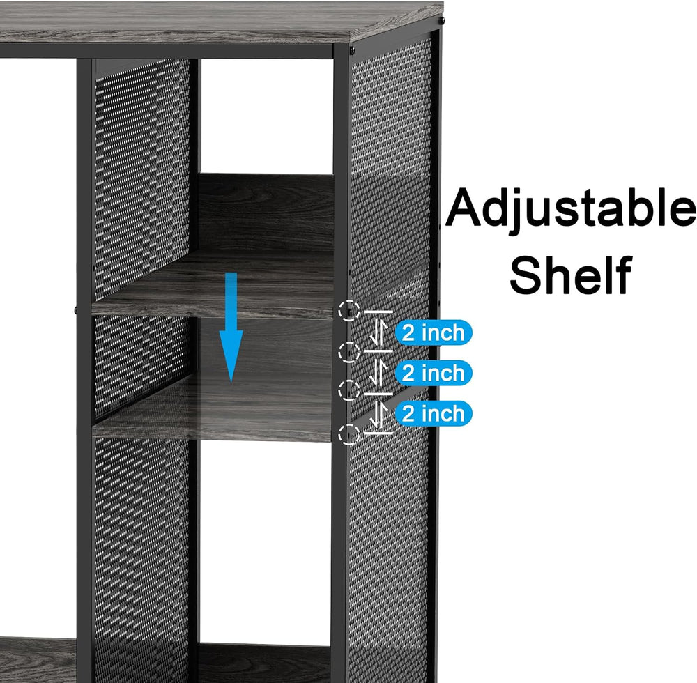 KirKical 3-Tier Slate Rustic Grey Coffee Bar Cabinet with Mini Fridge Space