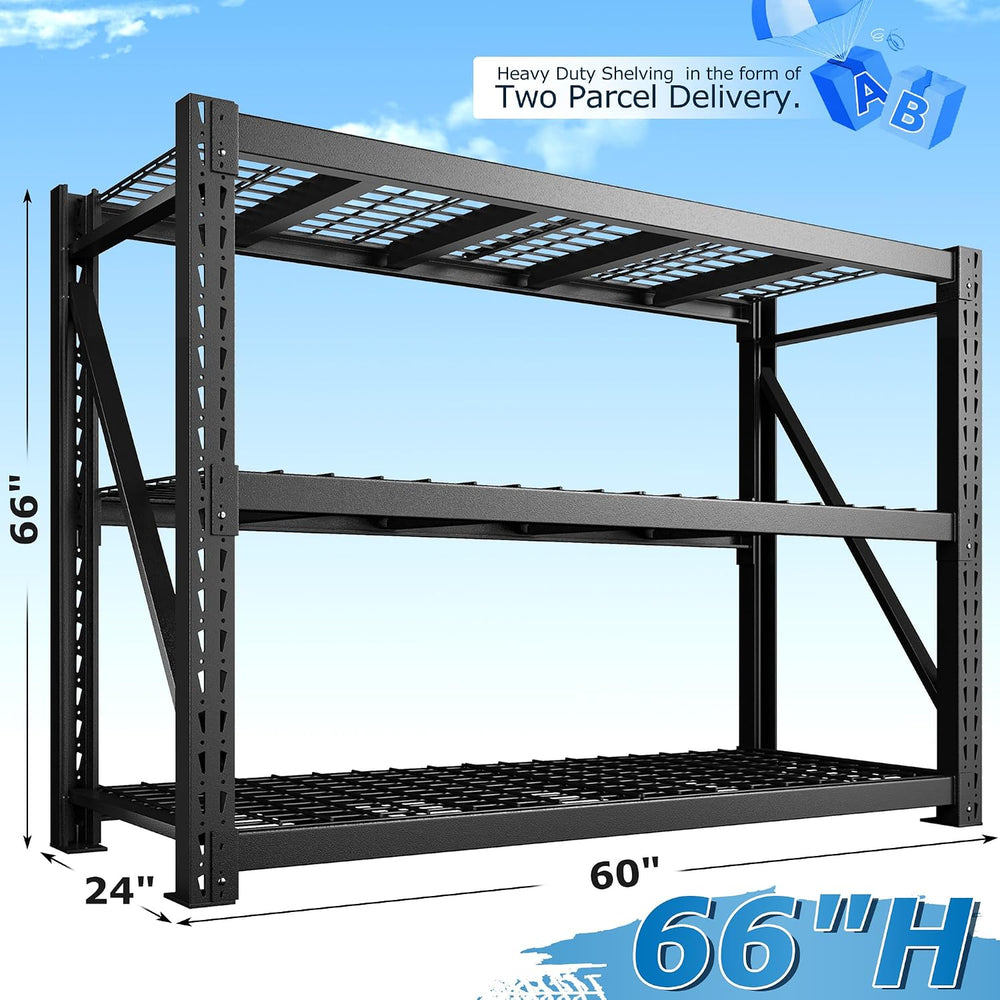 Bepatio 8250LBS Industrial Storage Shelves 2-Pack, 66"H x 60"W x 24...
