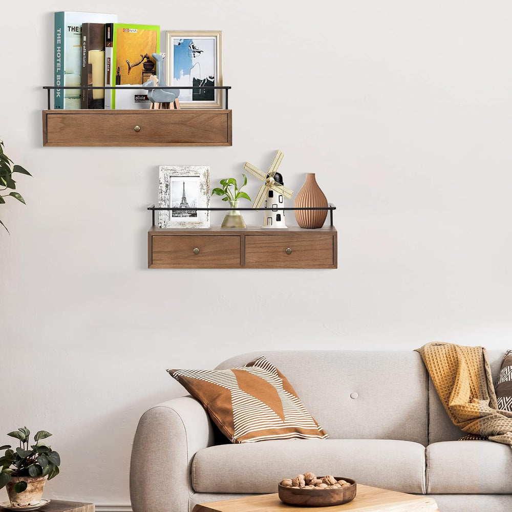 Floating Shelves for Wall Storage, Wall Mounted Bathroom Shelf with Drawers S...