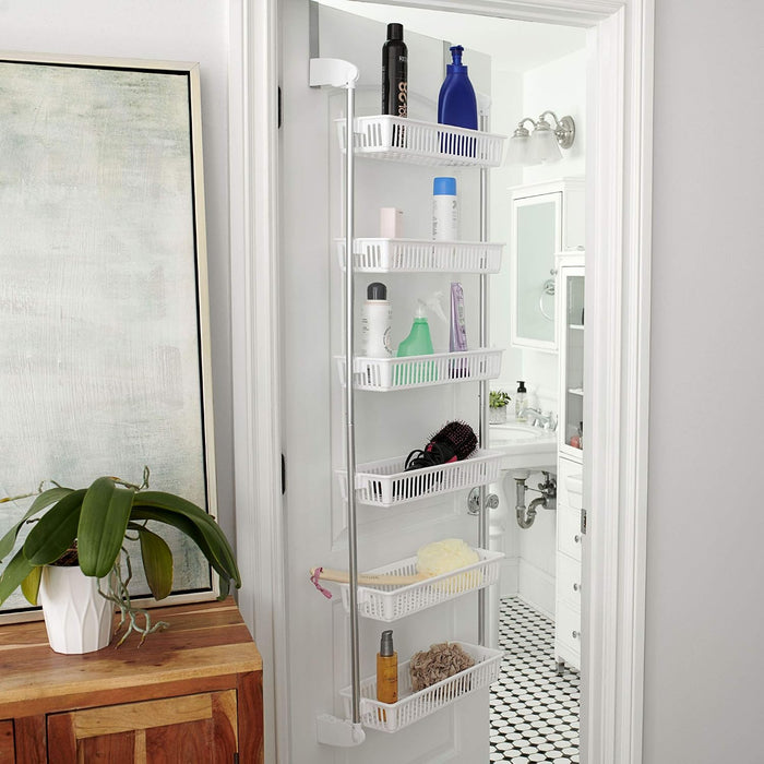 Household Essentials White 6-Tier Basket Over-The-Door Organizer