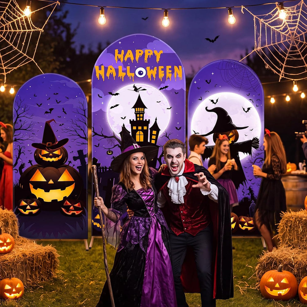 WovWeave Halloween Castle Arch Cover Backdrop Decorations Set of 3