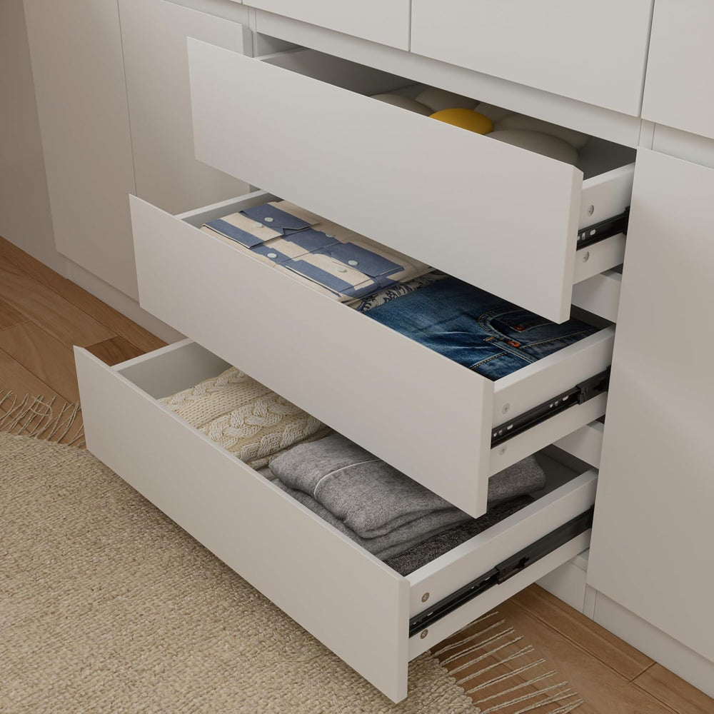 Mekminop Large Armoire Wardrobe Closet with Drawers and Shelves, White Bedroo...