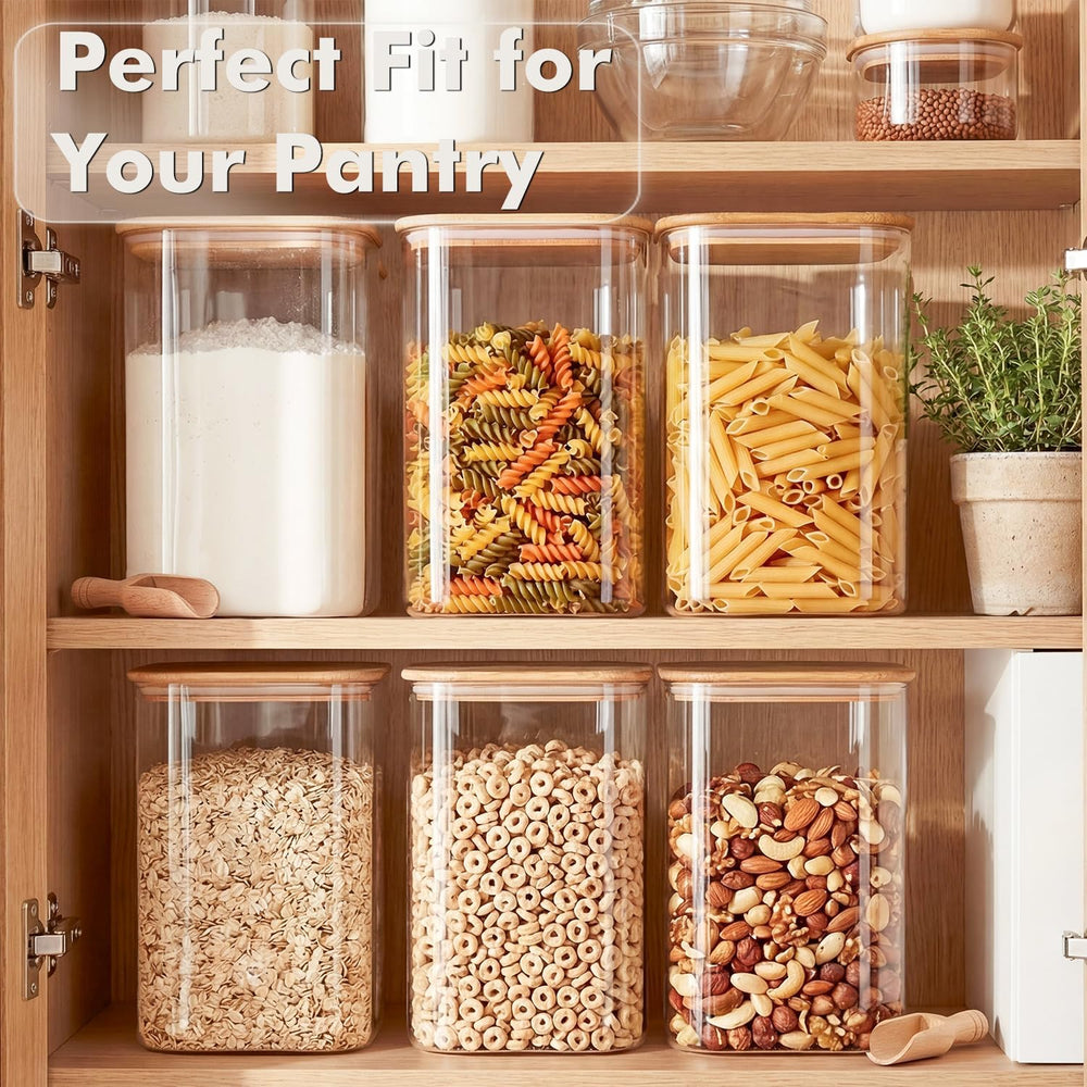 2-Pack 4.6Qt Large Glass Flour Sugar Storage Containers with Lids