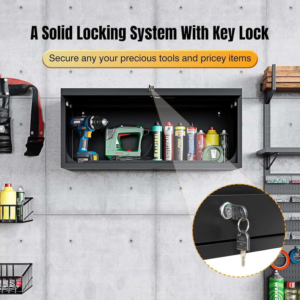 Small Wall-Mounted Locking Cabinet Metal Garage Storage Cabinet Hanging Medic...