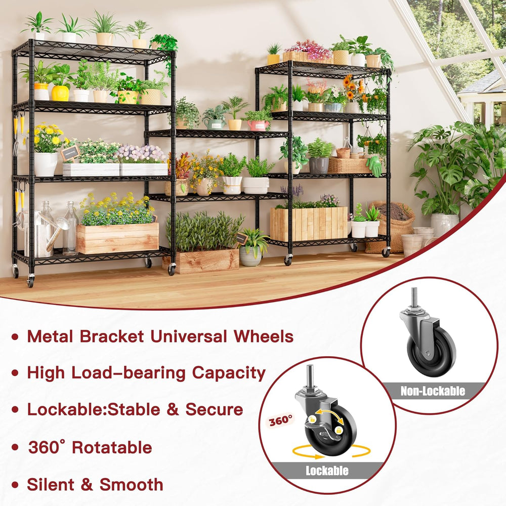 PrimeZone 36"W x 16"D x 79"H Wire Shelving with Wheels, 5-tier...