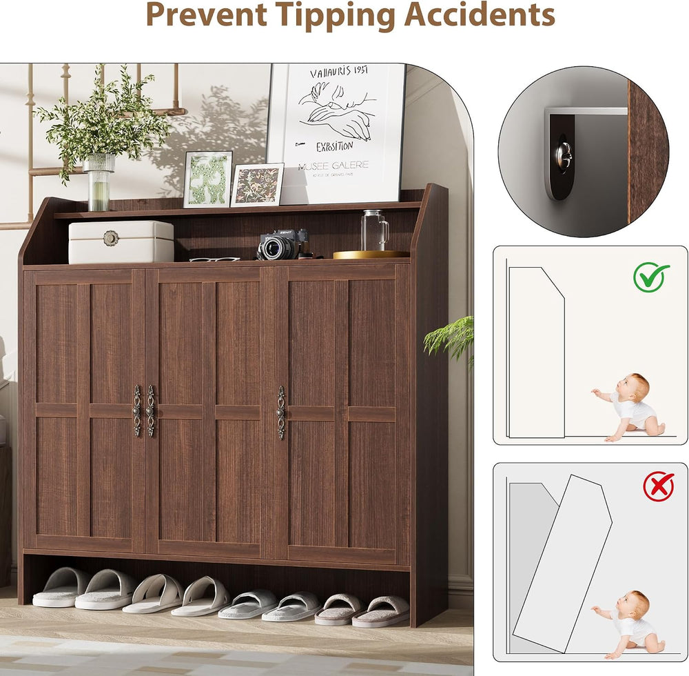 GarveeHome Shoe Storage Cabinet with 3 Doors
