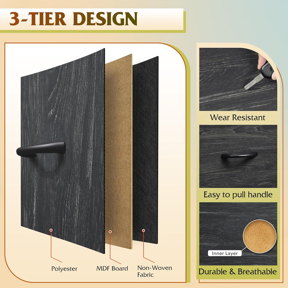 WLIVE Black Dresser for Bedroom, 5 Fabric Chest of Drawers