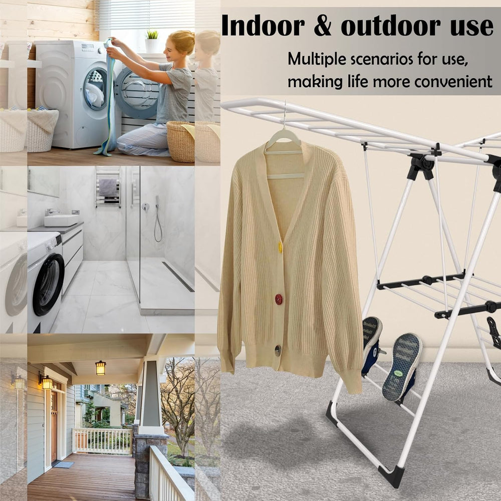Maomo Foldable Clothes Drying Rack, Double-Sided Gullwing Laundry Drying Stan...