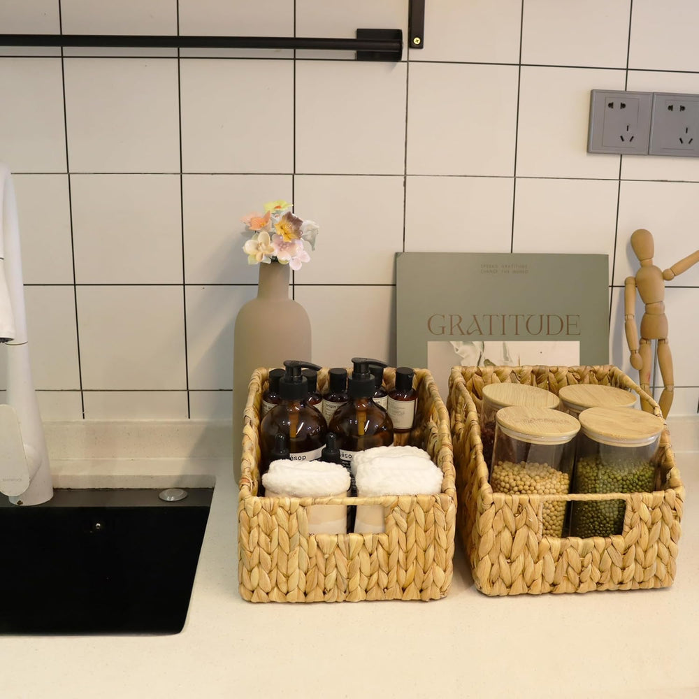 GYASVWU Water Hyacinth Pantry Baskets for Organizing, Wicker Storage Baskets ...