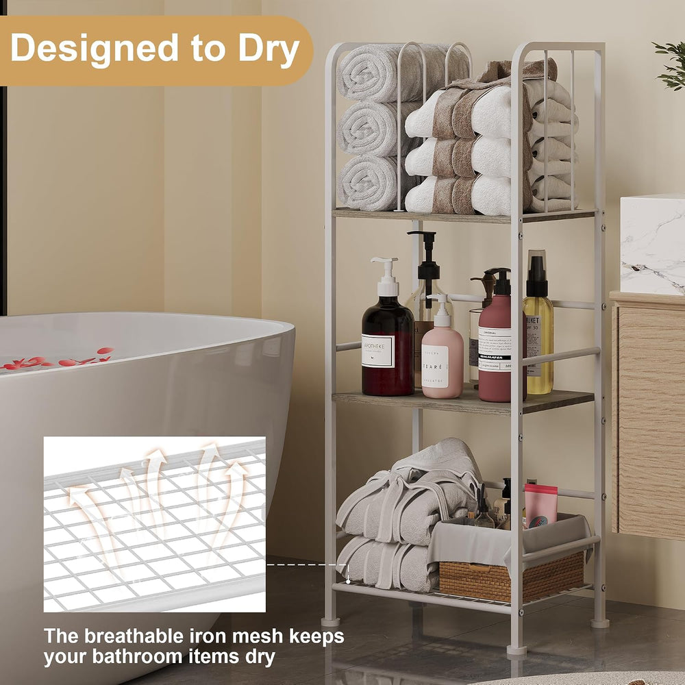 3-Tier Freestanding Towel Racks for Bathroom, White Towel Rack Stand