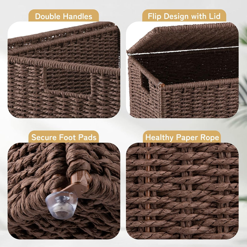 OIAHOMY Laundry Hamper with Lid, 90L(23.8 Gal) Large Wicker Laundry Basket fo...