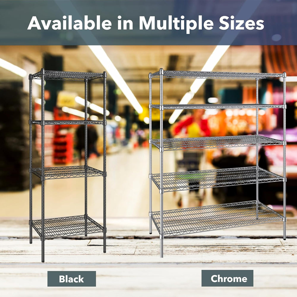 24" x 60" NSF Black Epoxy 4-Shelf Kit with 72" Posts, Commerci...