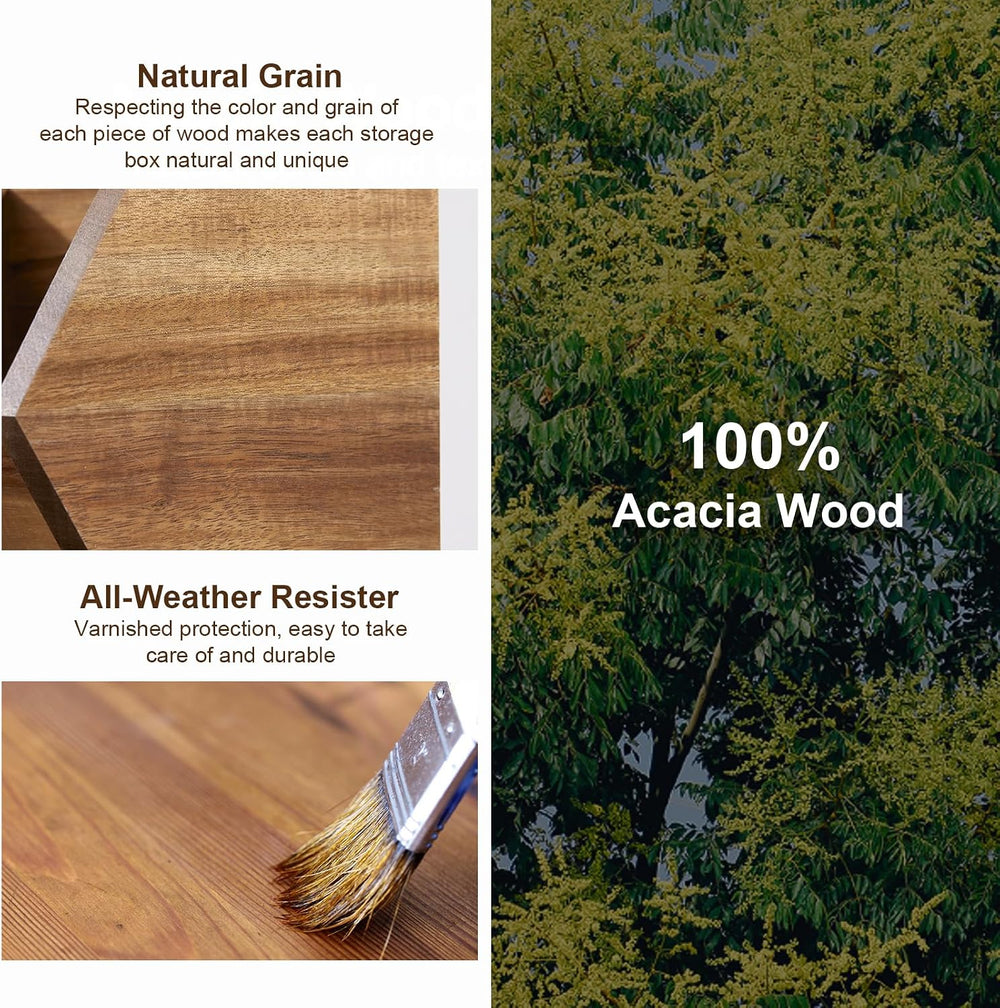 Acacia Wood Pantry Storage Bins, Stackable Storage Baskets Potato and Onion S...