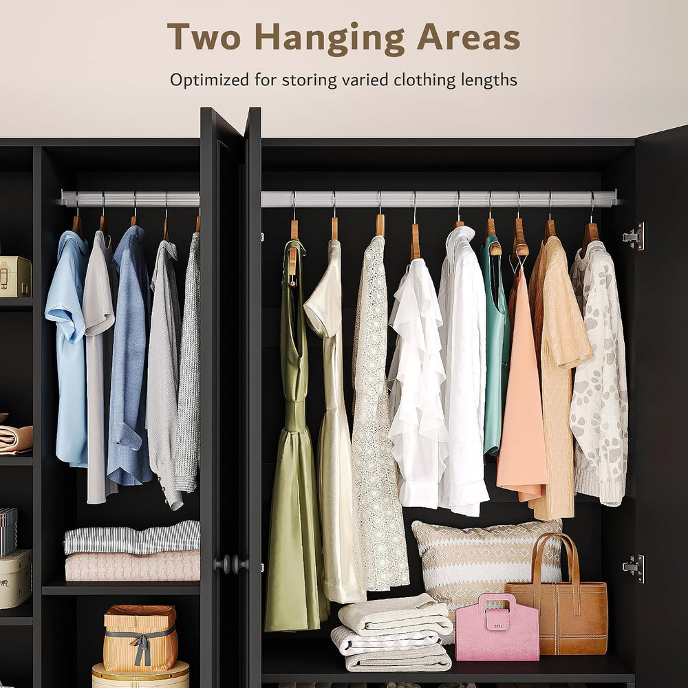 iPormis 4 Doors Armoire Wardrobe Closet with 2 Drawers, 63" Large Wardro...
