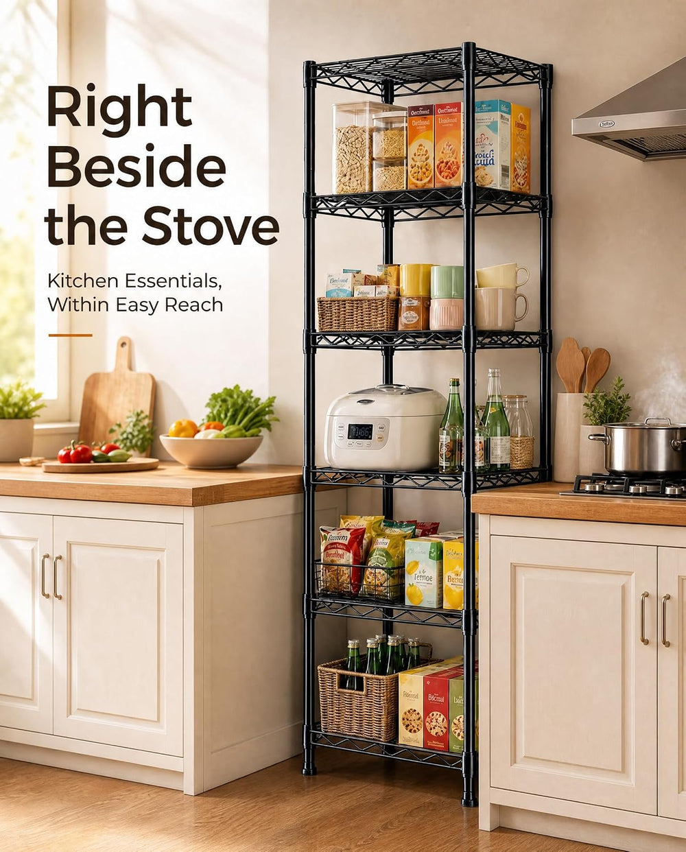 GRANNY SAYS 6-Tier Narrow Storage Shelves for Small Spaces, 15.8" W Meta...