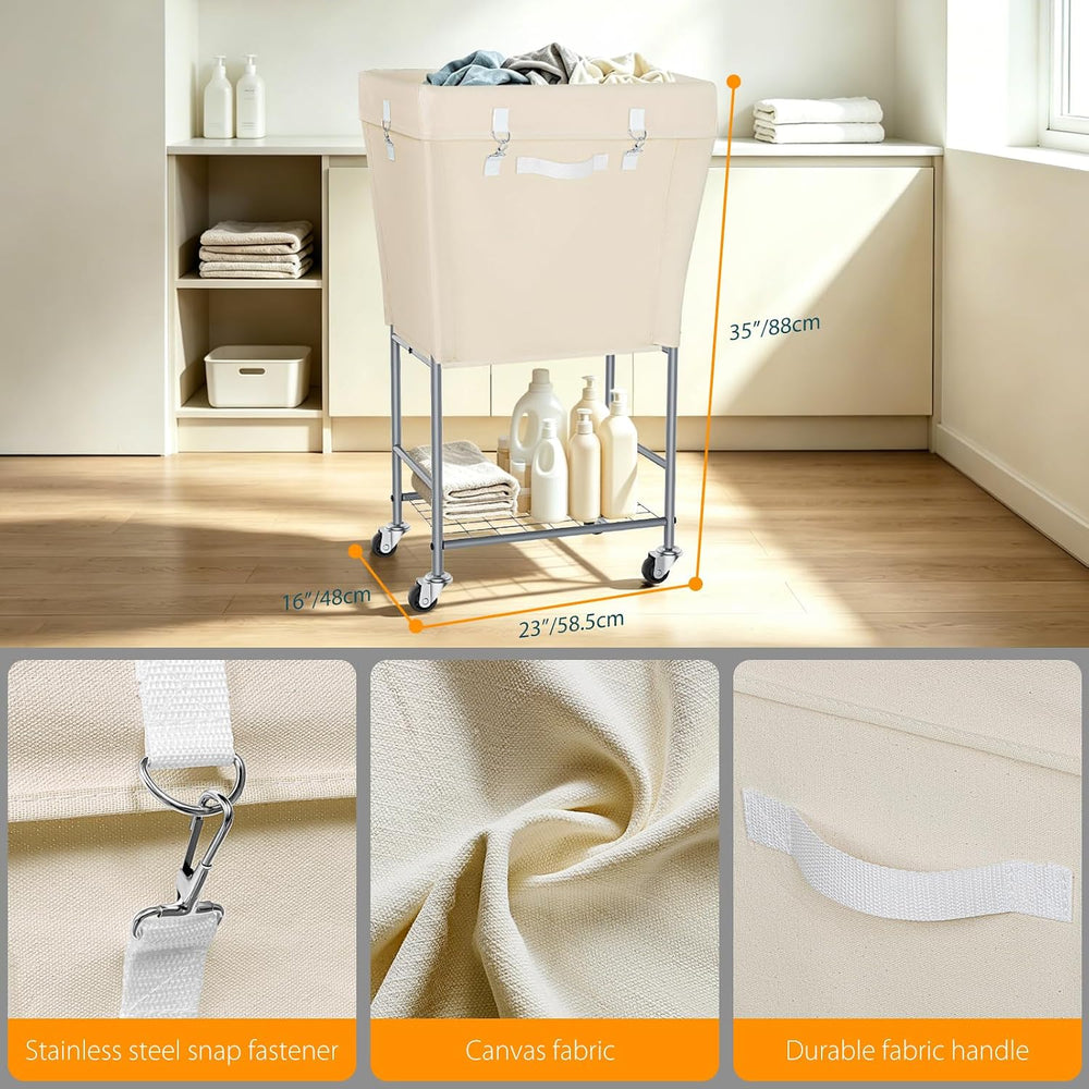 Syeeiex 2-Tier Rolling Laundry Hamper with Wheels, 110L Clothes Basket