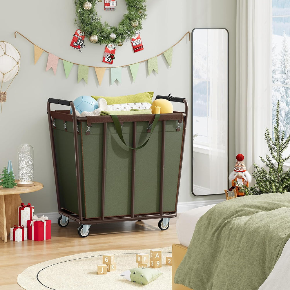Hoctieon Large Laundry Cart with Wheels, 400L Heavy Duty Laundry Basket Organ...