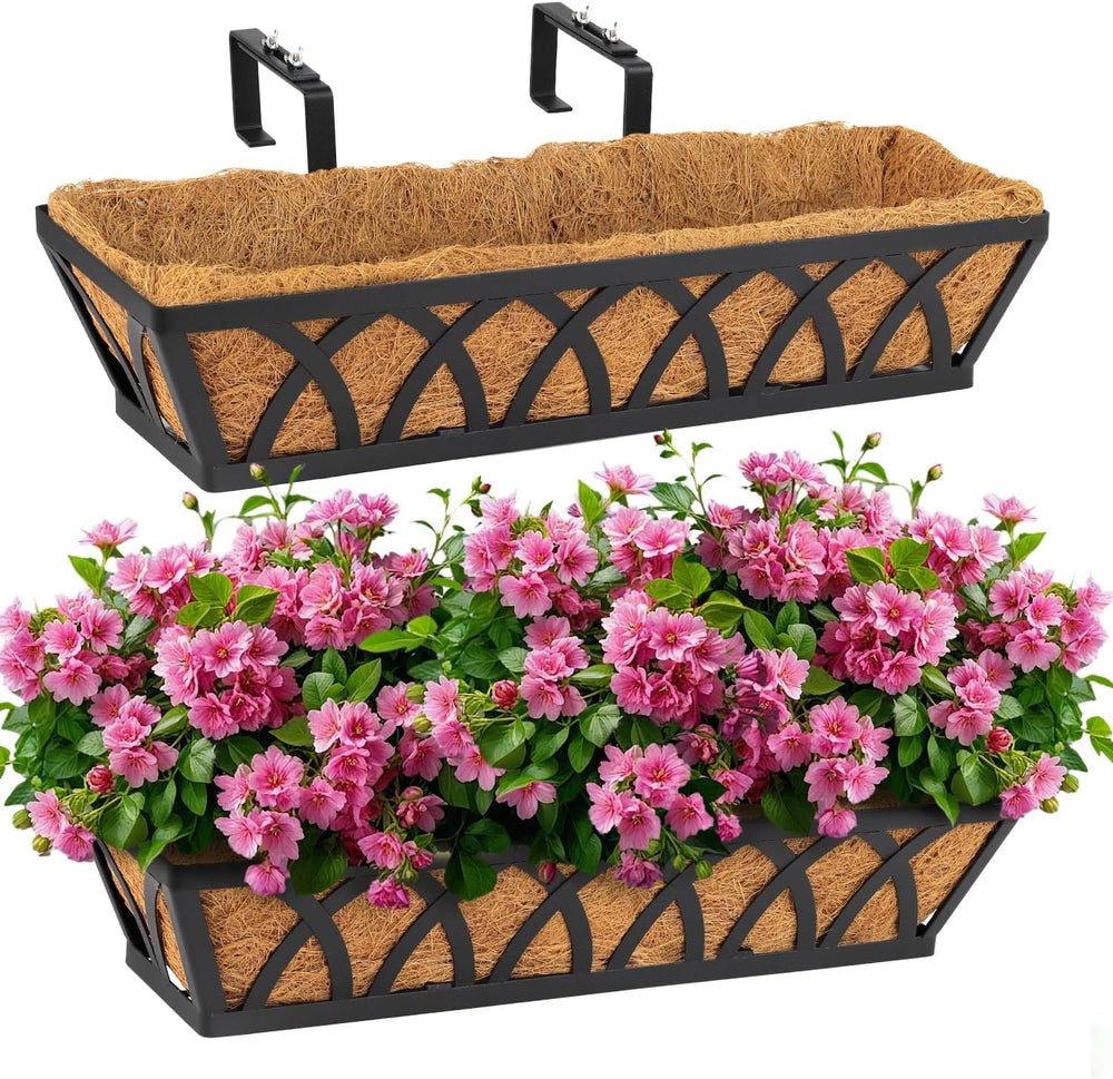 2 Pack 24IN Window Box Planter Basket w/Adjustable Brackets (S1)
