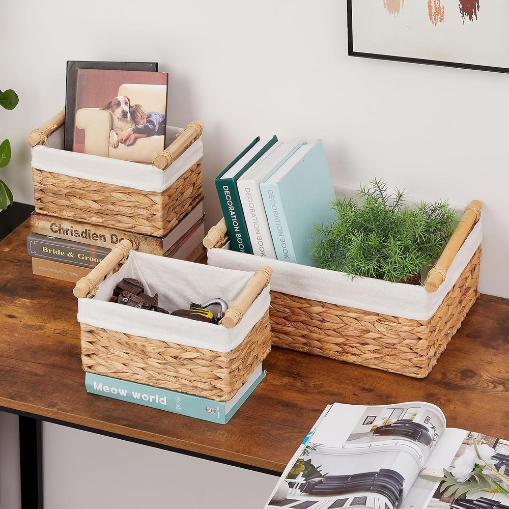 Vagusicc Wicker Storage Basket, 3-Packs Water Hyacinth Storage Baskets for Or...