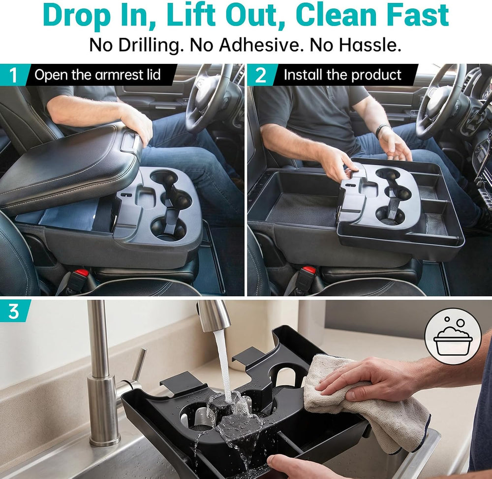 3-in-1 Center Console Organizer for 2013-2018 Dodge RAM 1500 Jump Seat