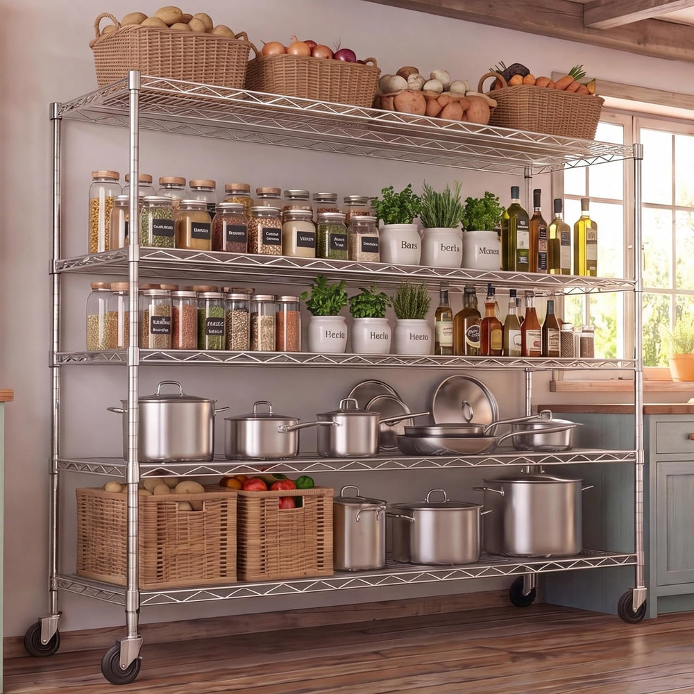 48" W x 24" D x 81" H Heavy Duty Wire Metal Storage Shelves wi...