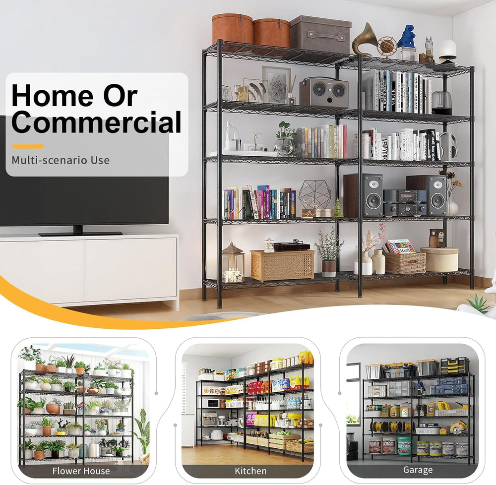 Karl home Black 5 Tier Adjustable Garage Storage Shelves