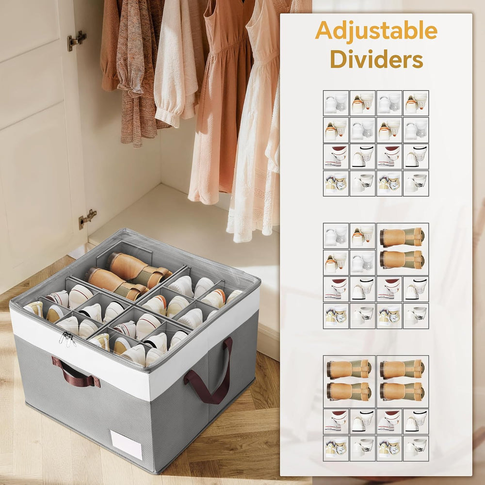 Criusia Shoe Organizer for Closet, 2 Pack Foldable Shoe Storage Organizer Box...