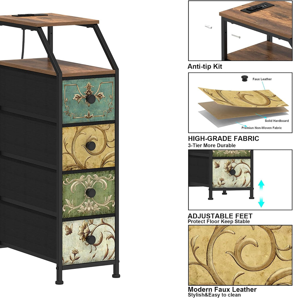 Tohomeor Narrow Dresser Tall Skinny Storage Tower Vertical Slim Chest of Draw...