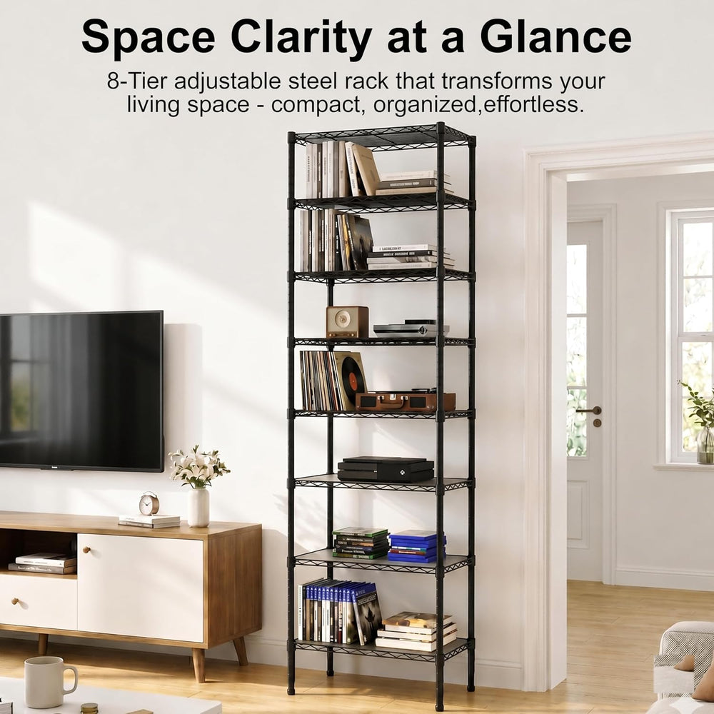 Finnhomy 8-Tier Wire Shelving Unit Adjustable Steel Wire Rack Shelving, 80.7 ...